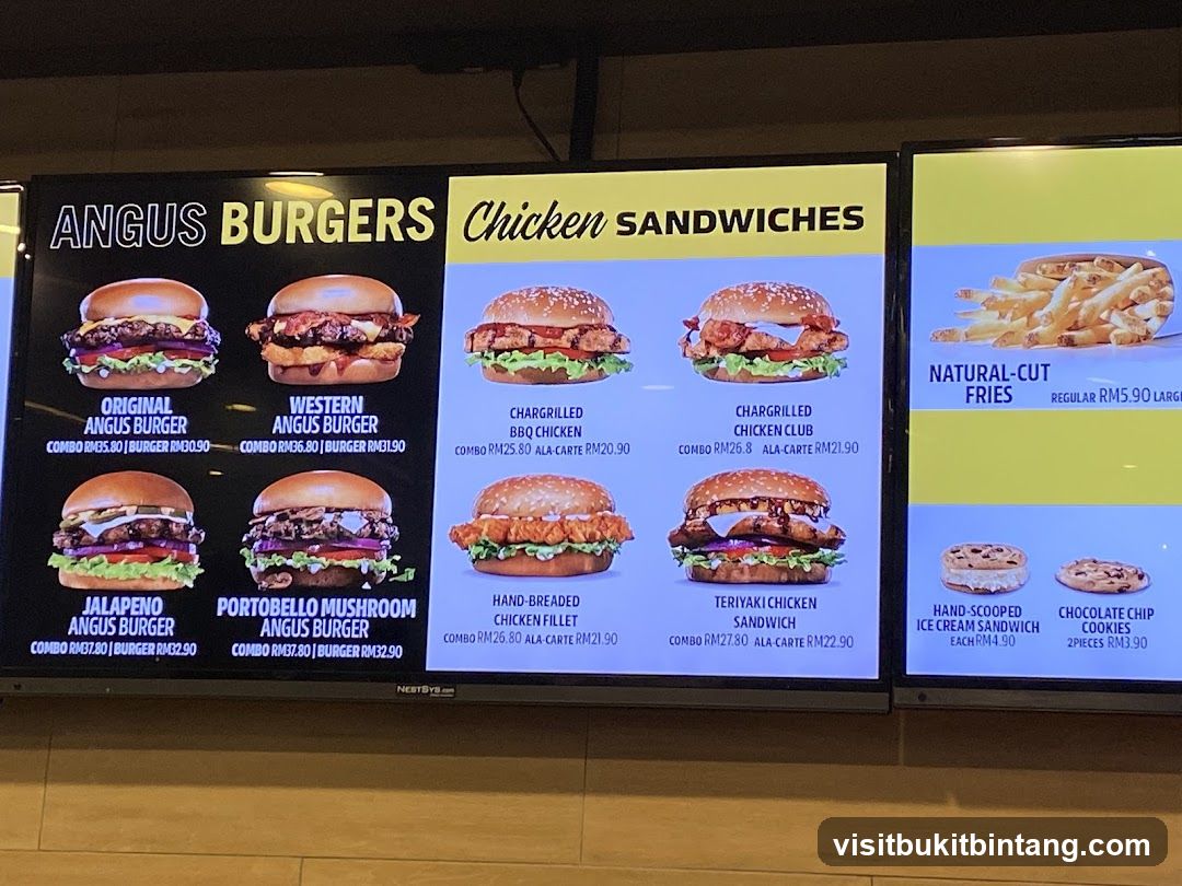 Angus Burgers and Chicken Sandwiches Menu