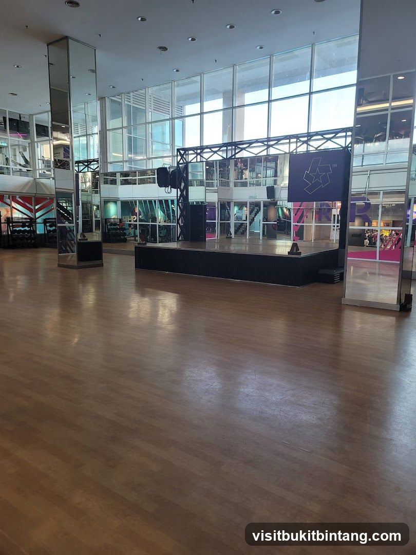 Gym interior with stage