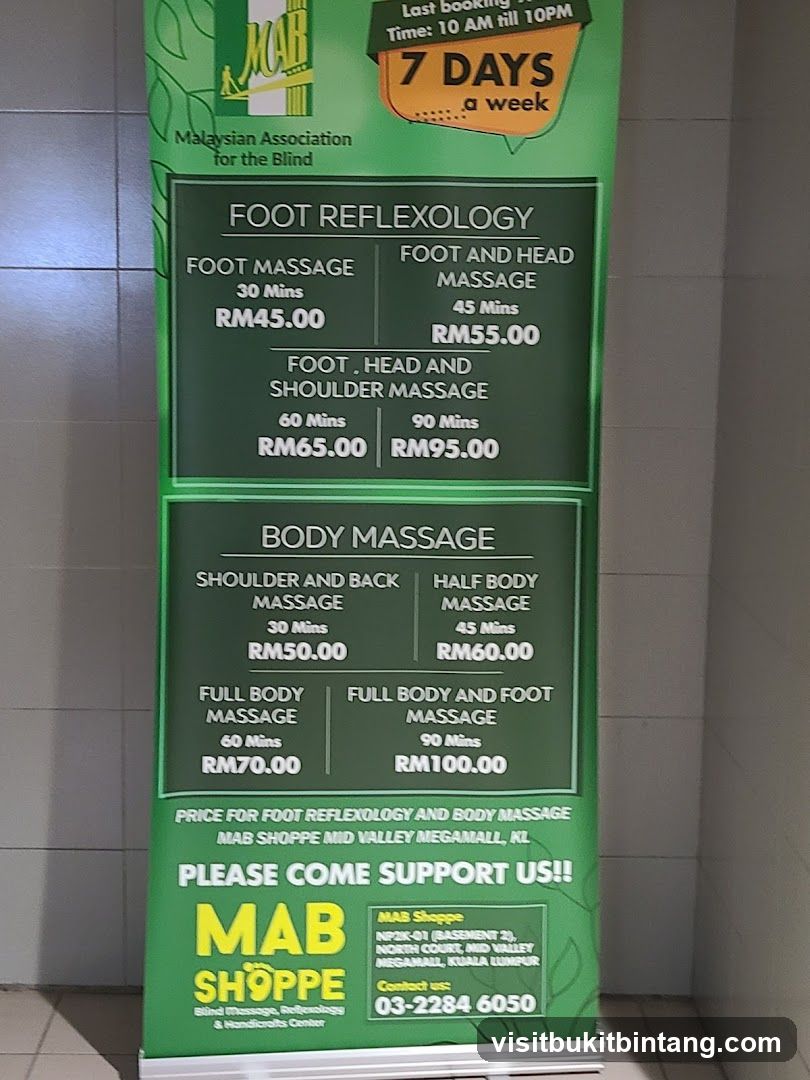 MAB Shoppe Massage Menu