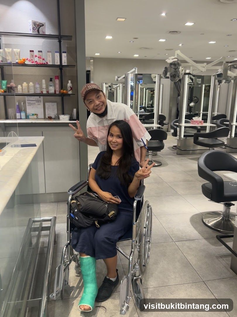 Hair Salon Interior with Staff and Customer
