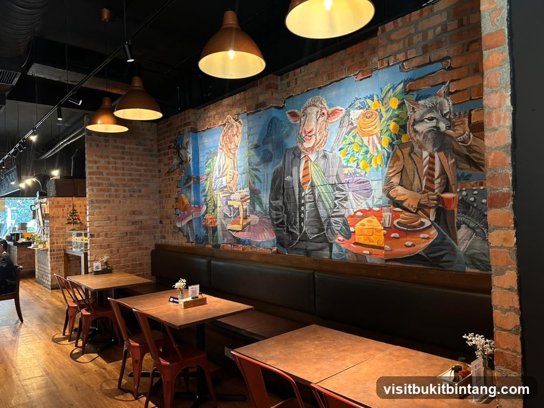 Restaurant Interior with Mural
