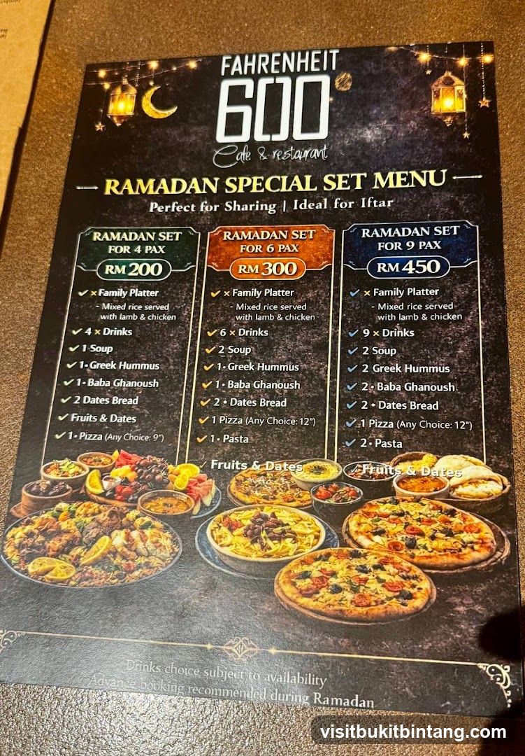 FAHRENHEIT 600 Cafe & restaurant RAMADAN SPECIAL SET MENU