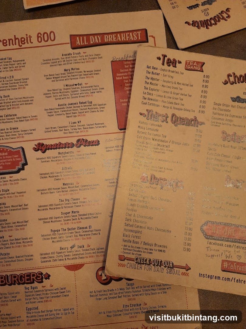 Fahrenheit 600 Menu