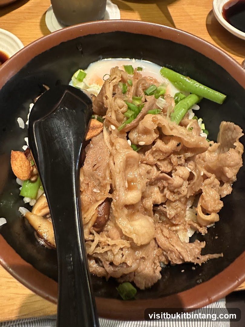 Beef Bowl with Egg and Vegetables