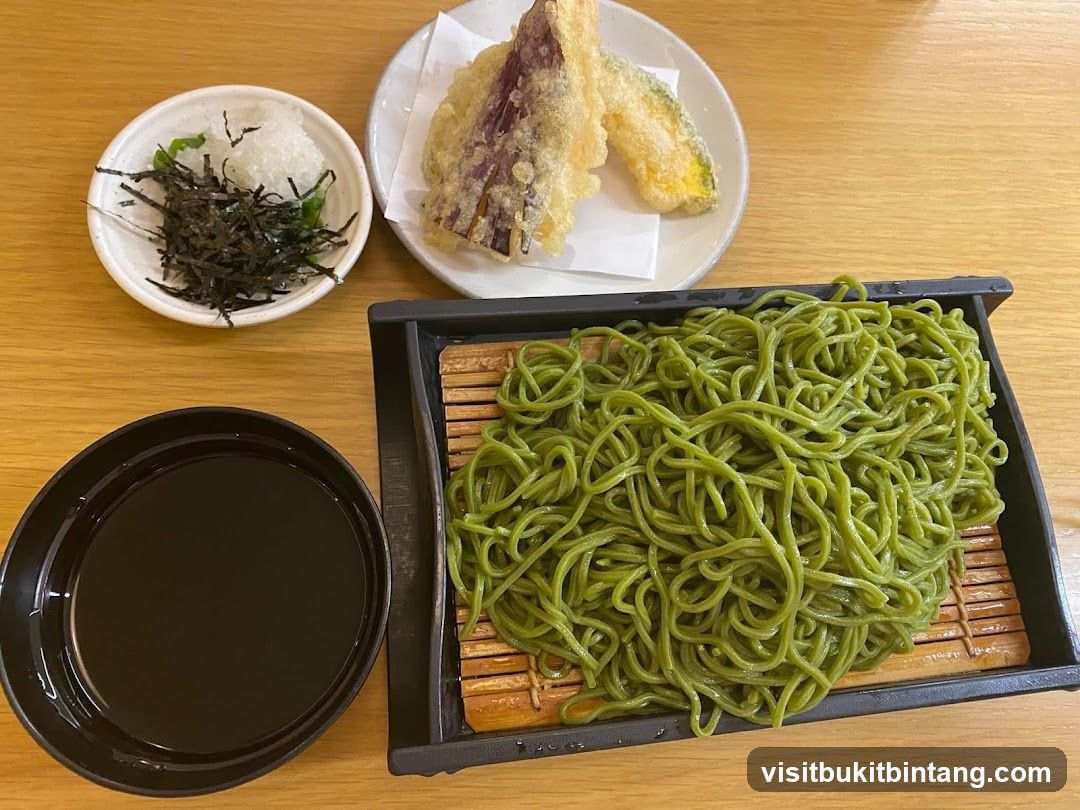 Green Soba Noodles with Tempura
