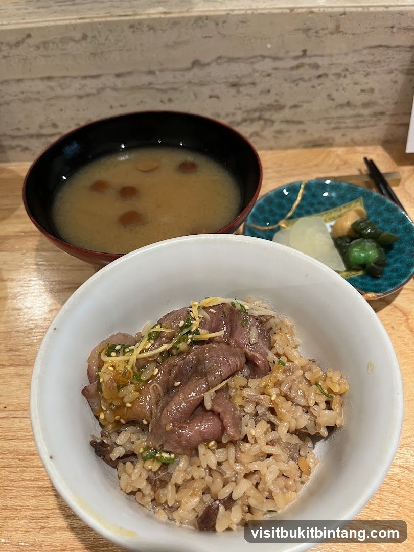 Japanese Rice Bowl with Beef and Miso Soup