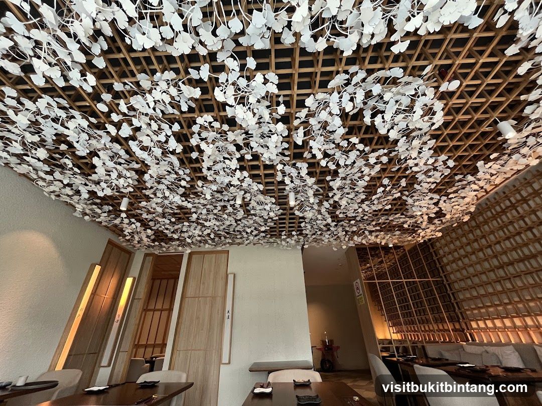 Restaurant Interior with Ginkgo Leaf Ceiling Decoration