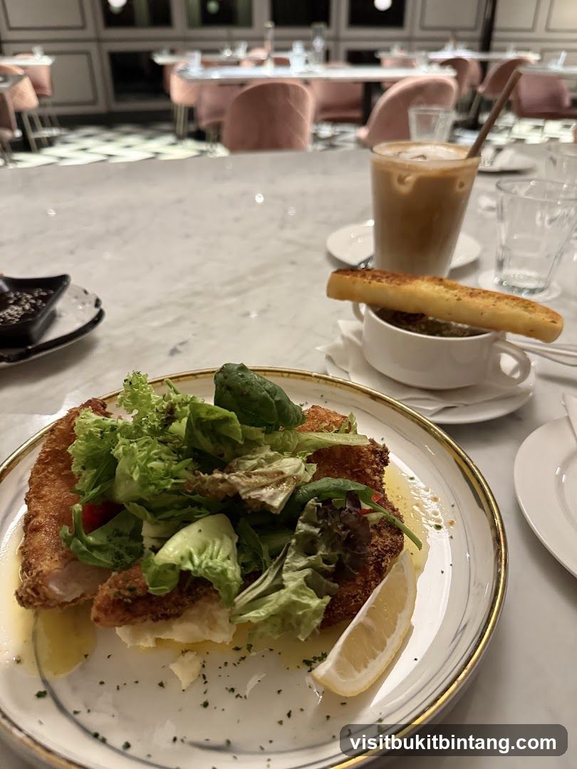 Fried Chicken with Salad and Iced Coffee