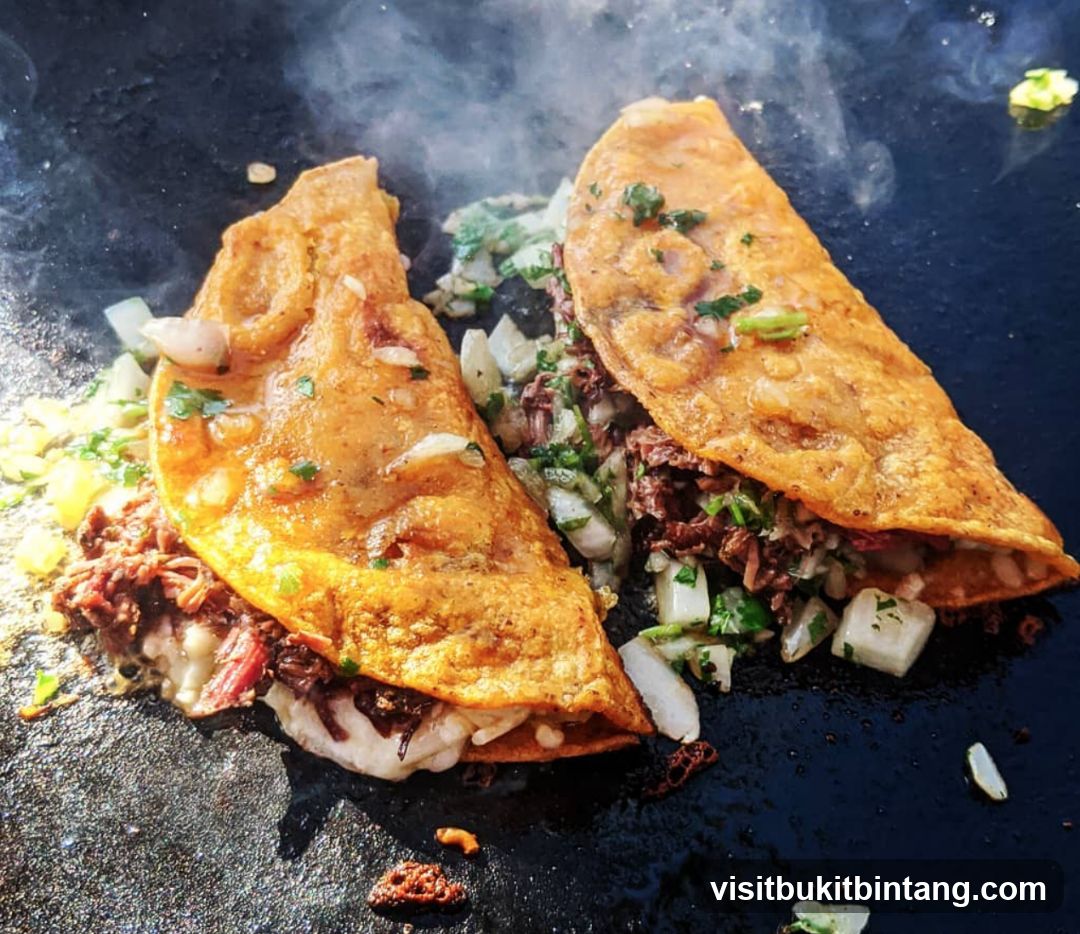 Two Birria Tacos on a Griddle