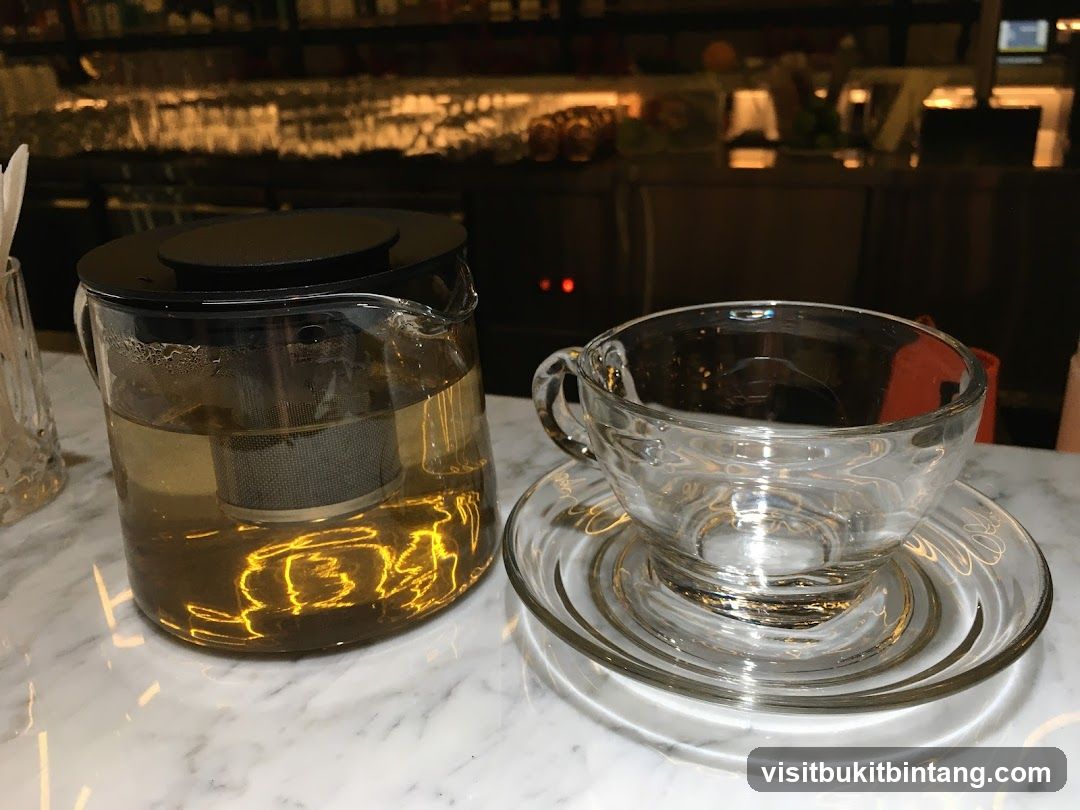 Tea set on a marble counter