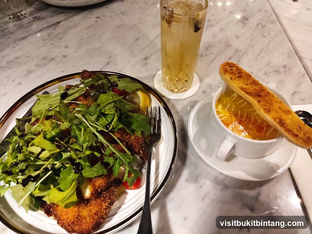 Chicken Schnitzel with Salad and Soup
