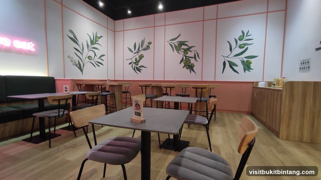 Cafe Interior with Olive Branch Decor