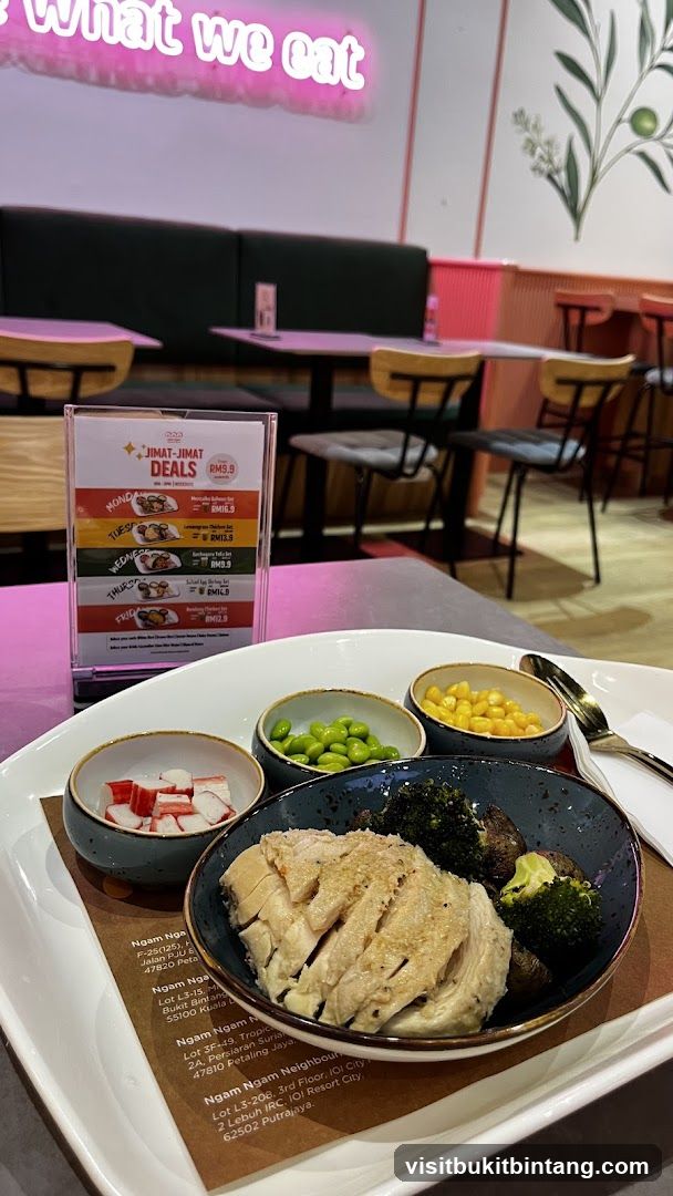 Meal with a menu board