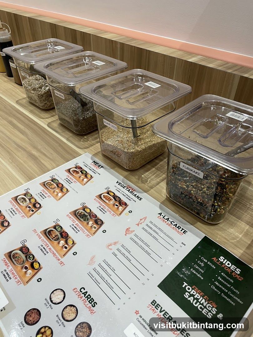 Menu with Sets, A-la-carte, Sides, Carbs, and Beverages
