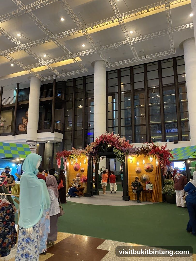 Indoor Market Stall with Floral Archway