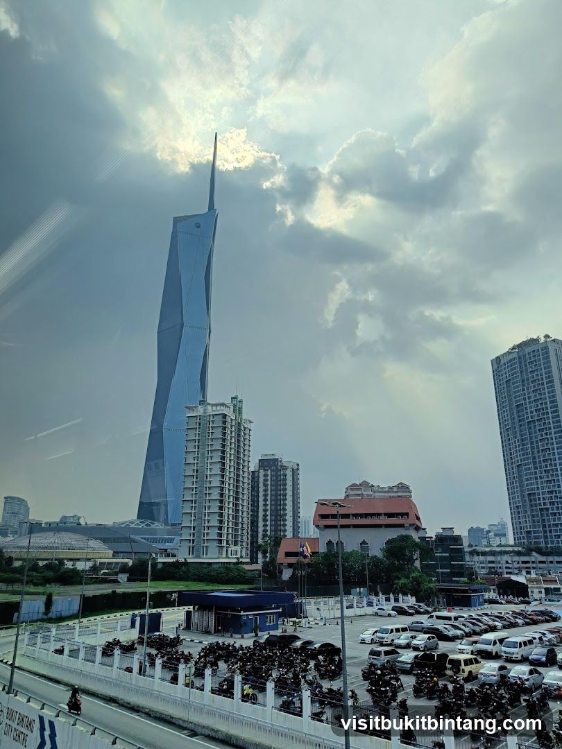 Cityscape with Tall Buildings and Parking Lot