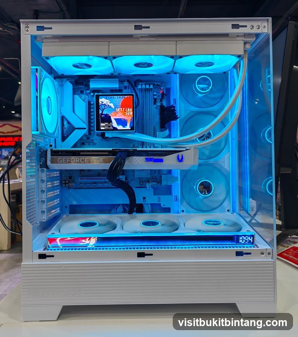 White PC Case with Blue LED Lighting