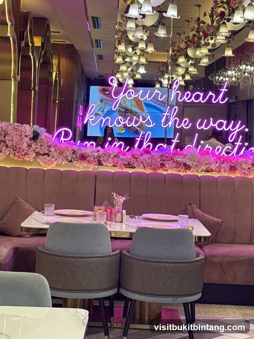Restaurant Interior with Neon Sign