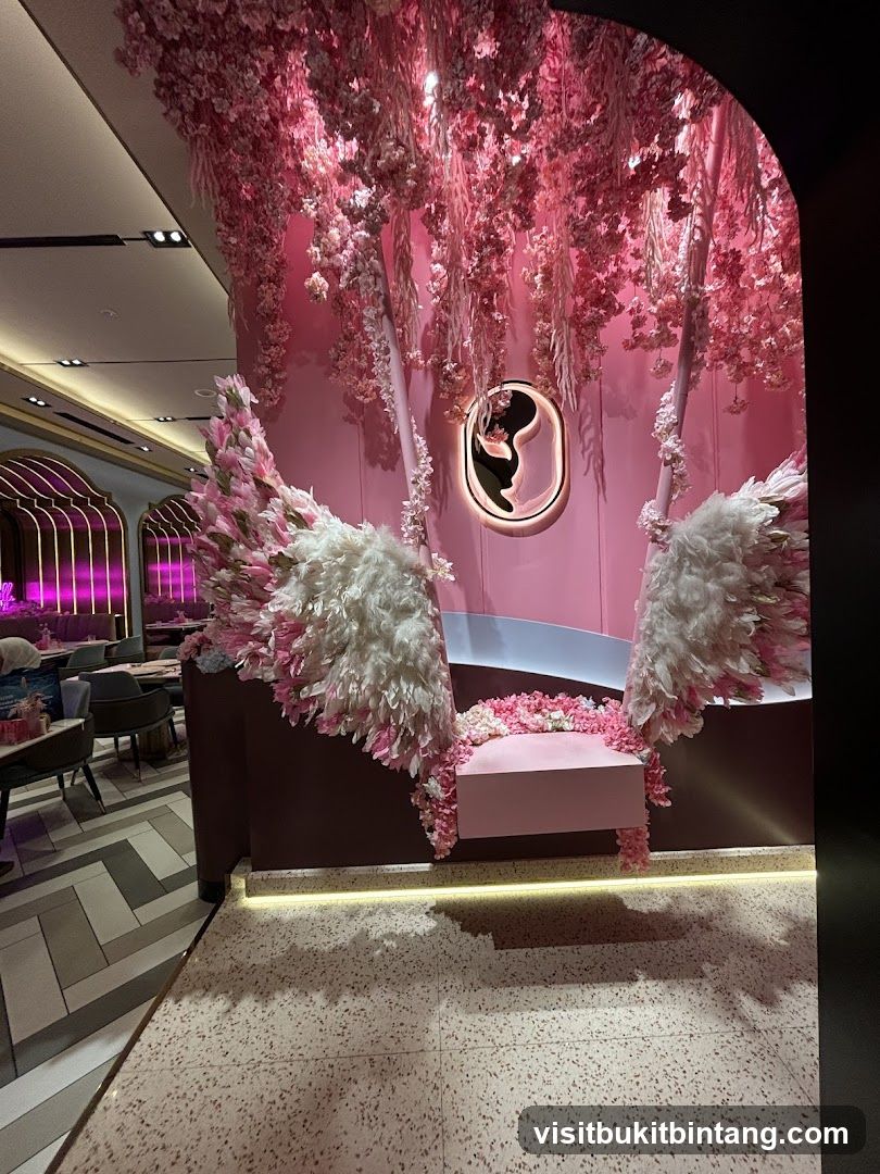 Pink floral swing with logo