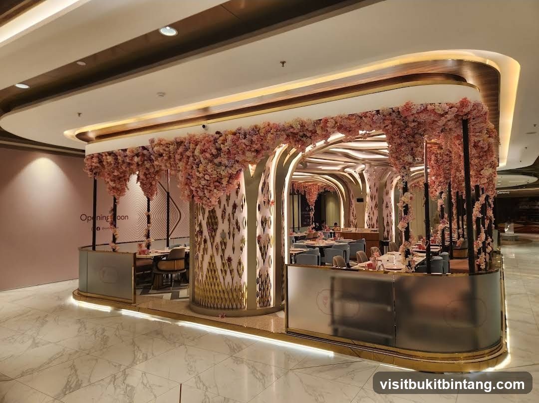 Restaurant Interior with Floral Decor