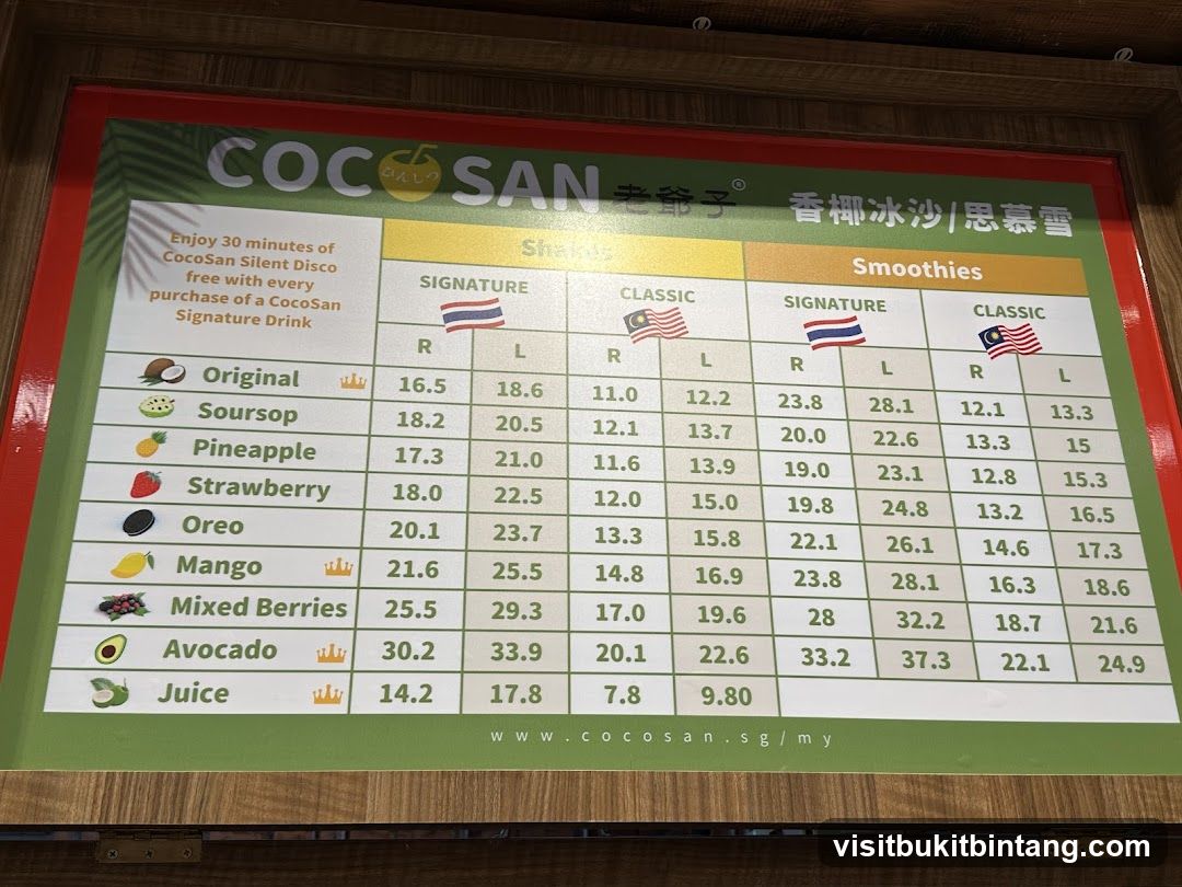 CocoSan Menu
