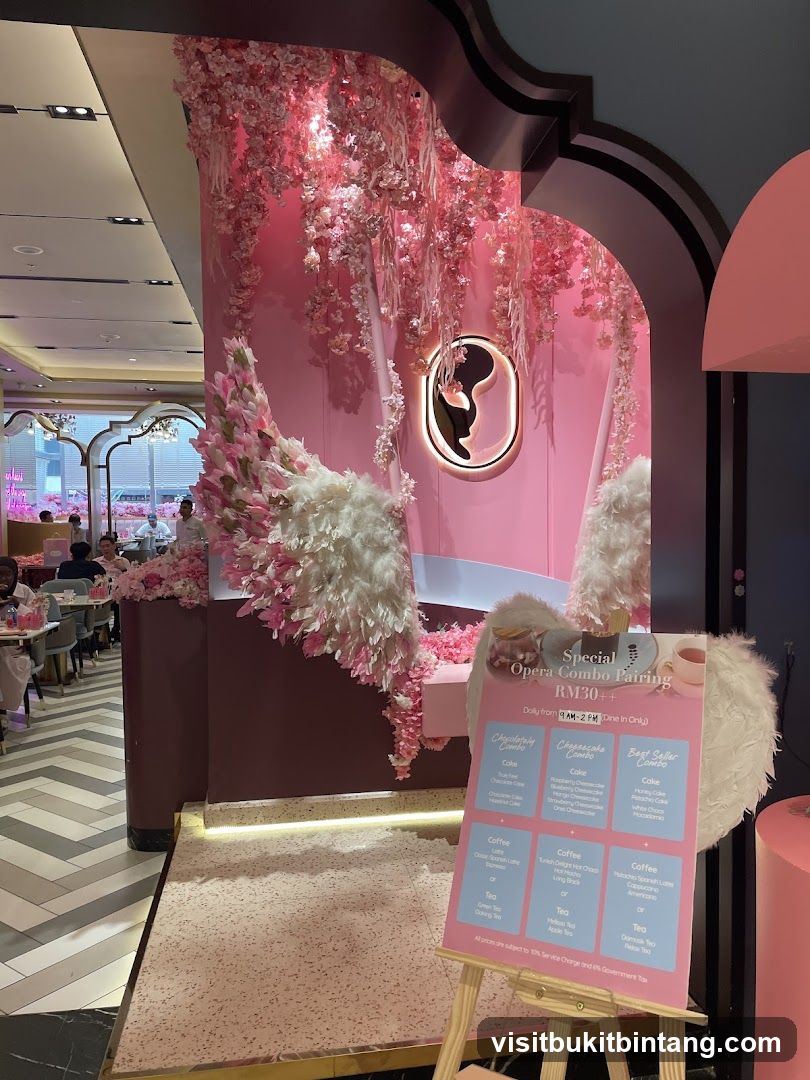 Pink Cafe Interior with Menu