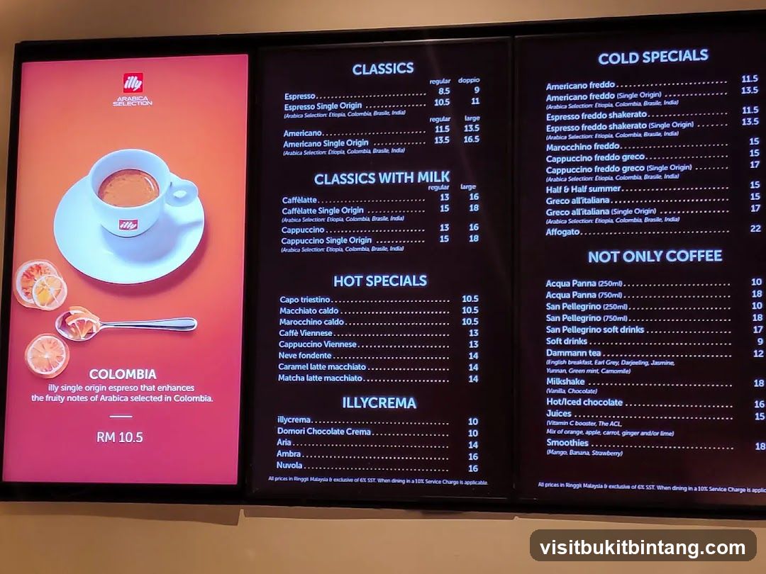 Illy Coffee Menu