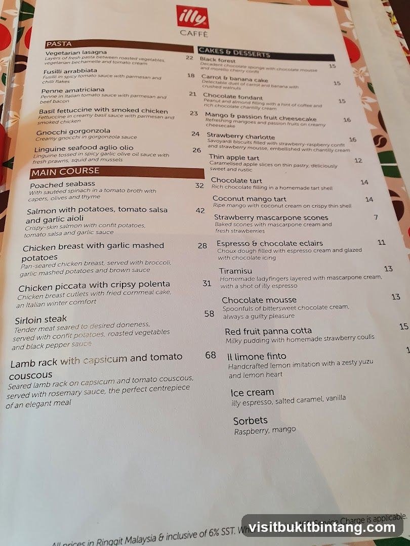 Illy Caffe Menu