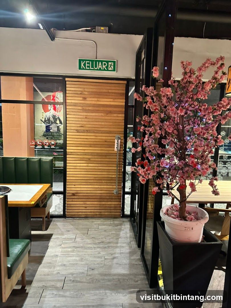 Restaurant Interior with Cherry Blossom Tree
