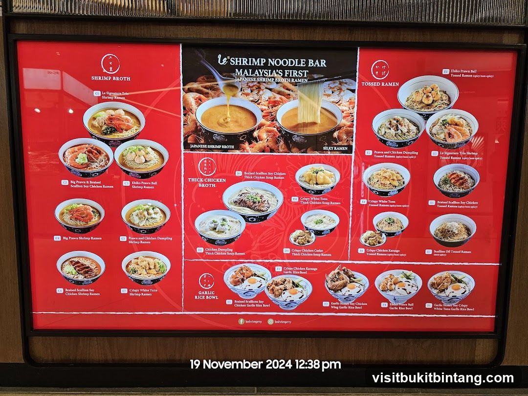 Shrimp Noodle Bar Menu