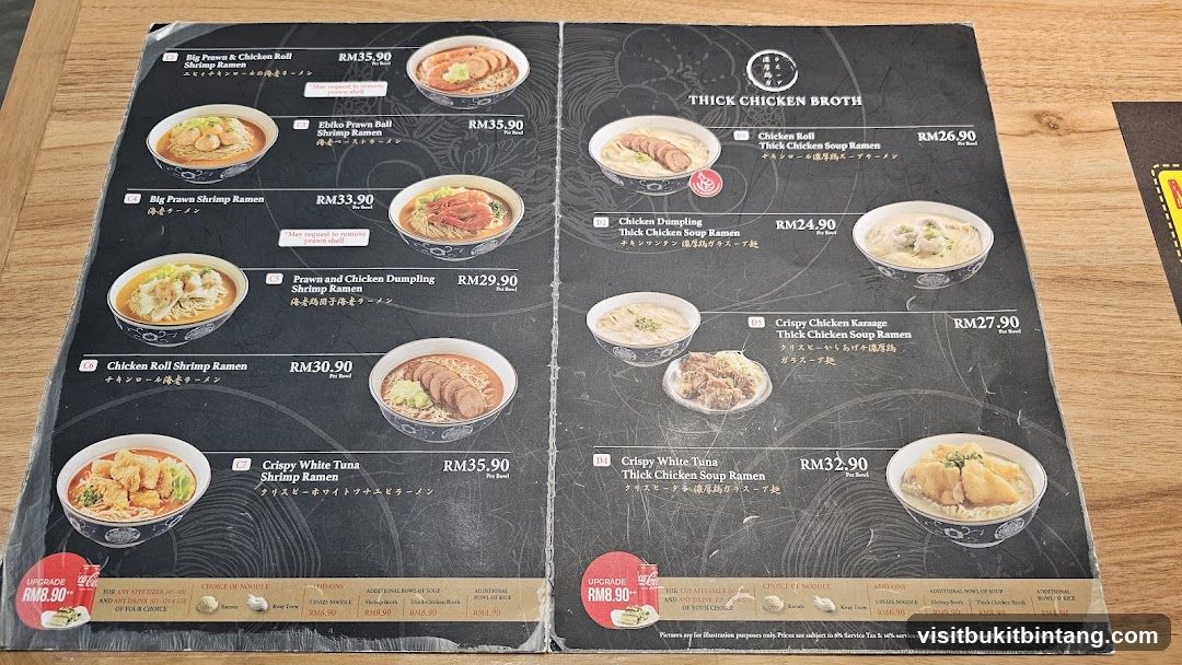 Thick Chicken Broth Ramen Menu