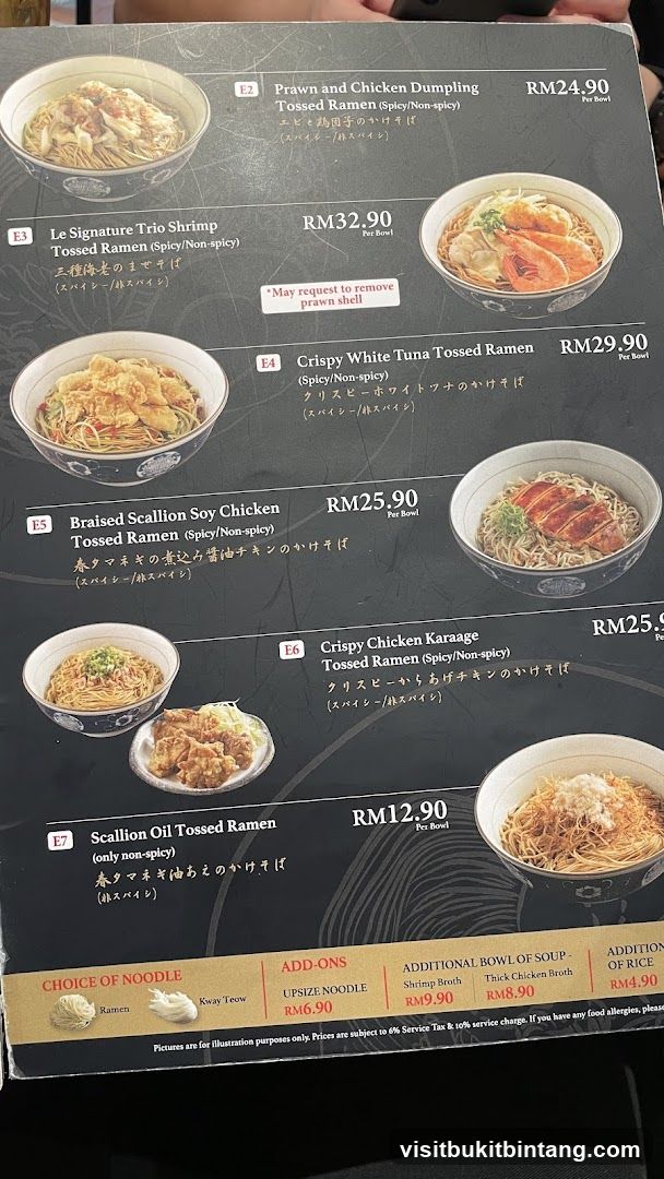 Tossed Ramen Menu