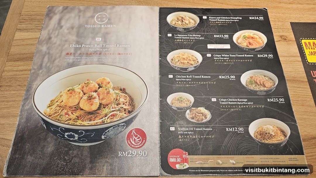 Tossed Ramen Menu