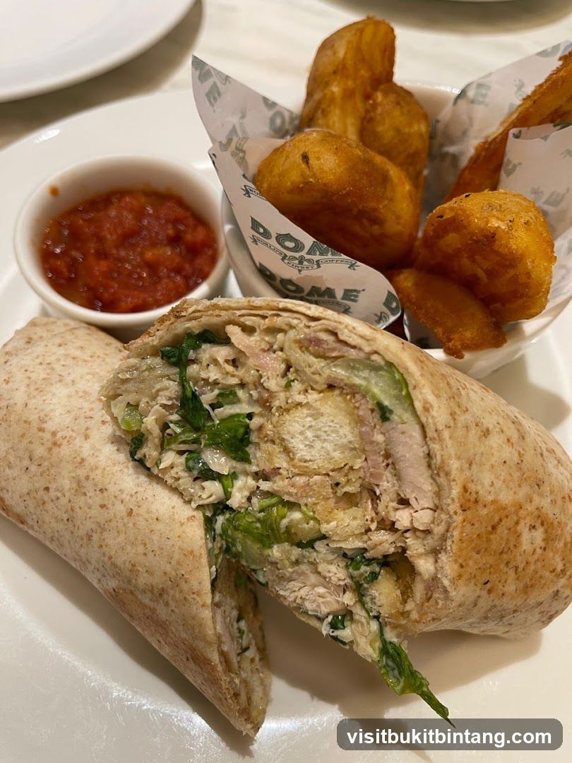 Chicken Wrap with Potato Wedges