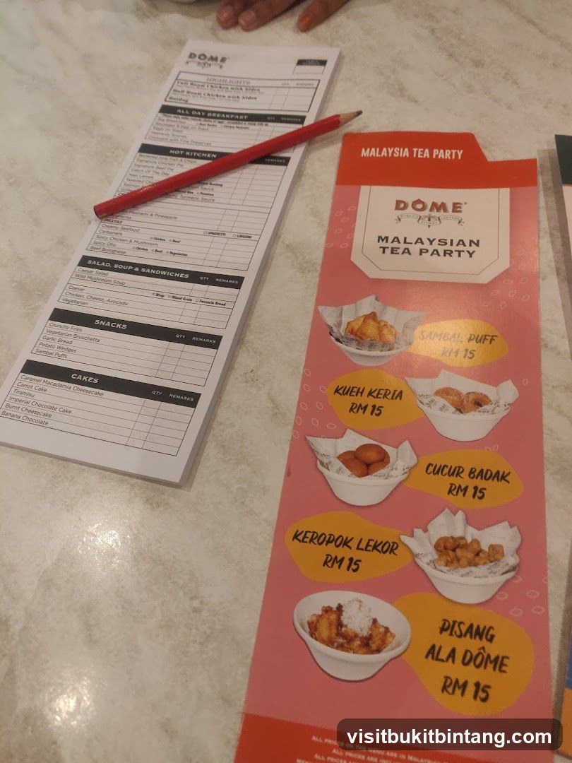 Dome Malaysia Tea Party Menu