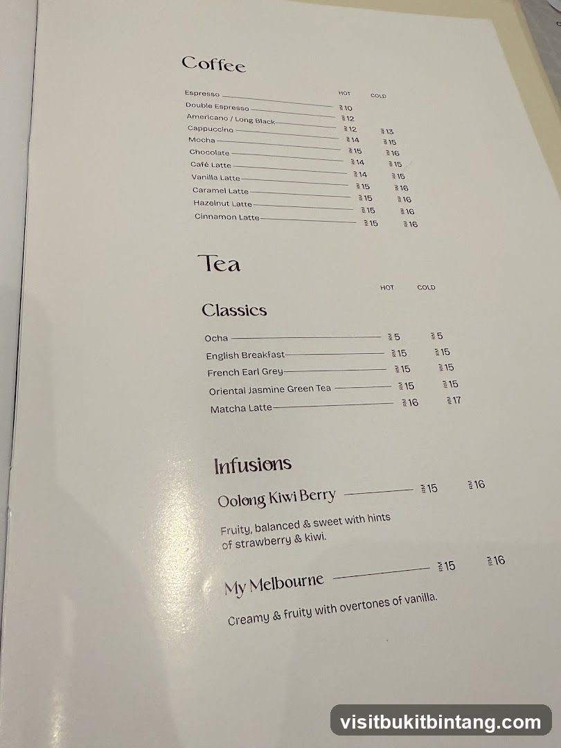 Coffee and Tea Menu