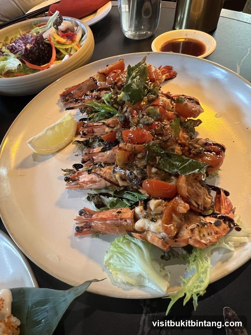 Prawns with Tomatoes and Salad