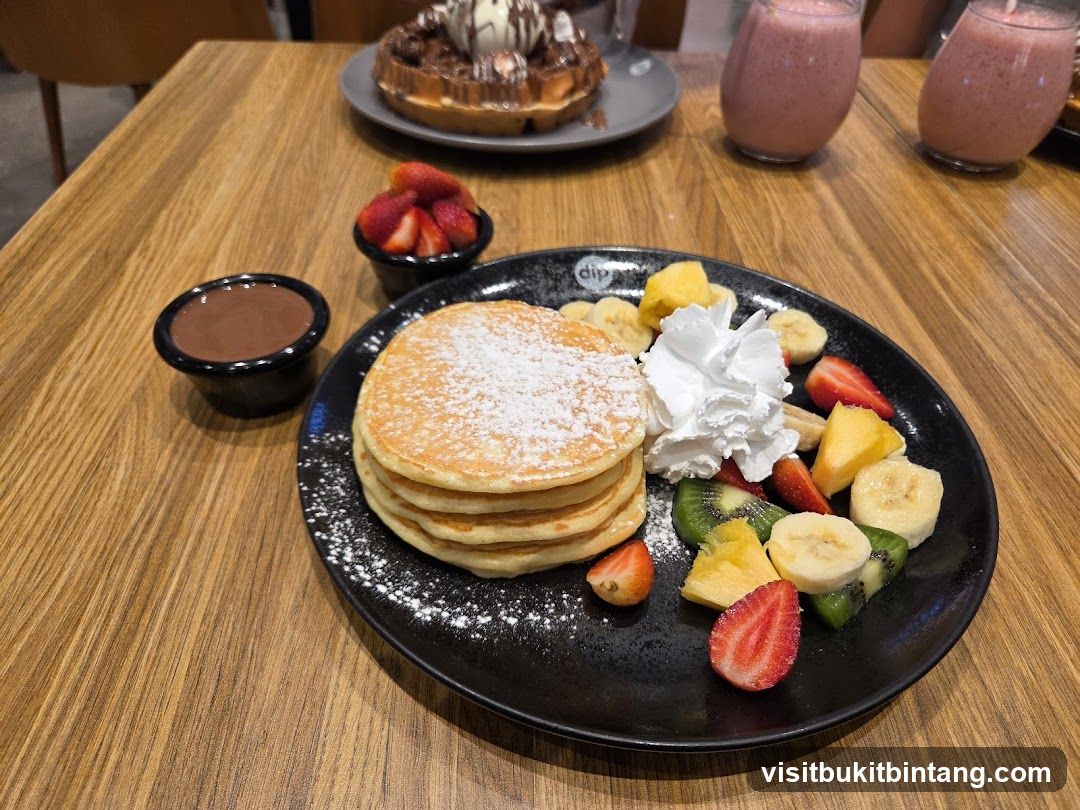 Pancakes with Fruit and Chocolate Dip