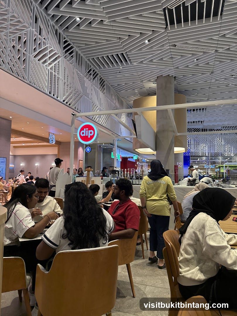 Diners at a modern food court