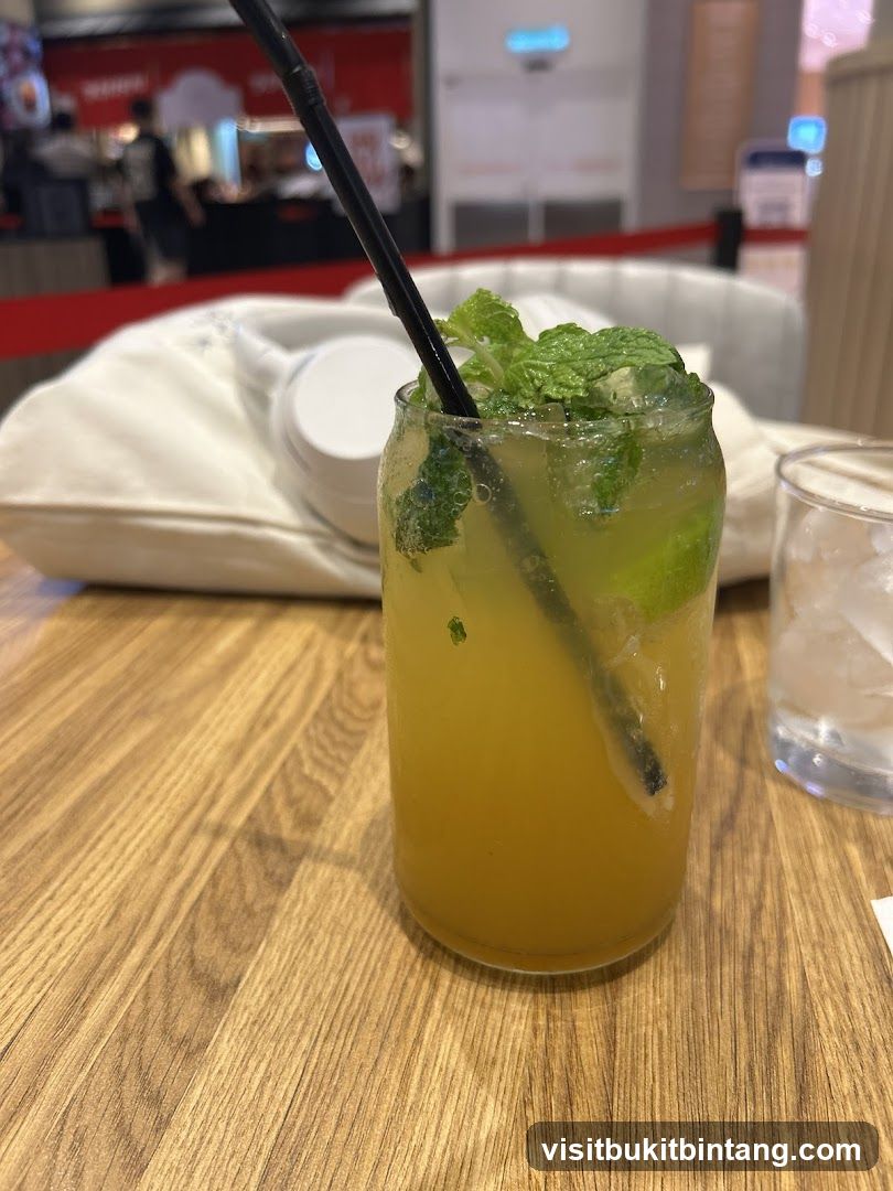 Yellow Drink with Mint and Lime