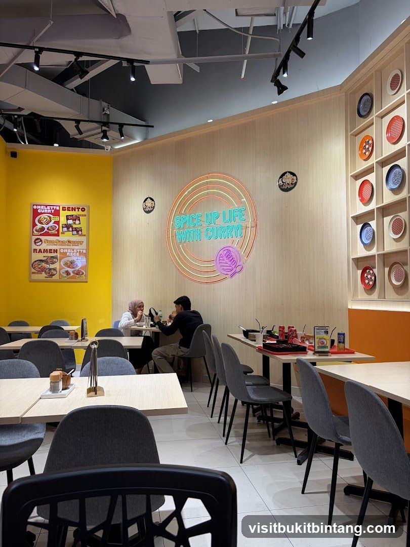 Restaurant Interior with Neon Sign