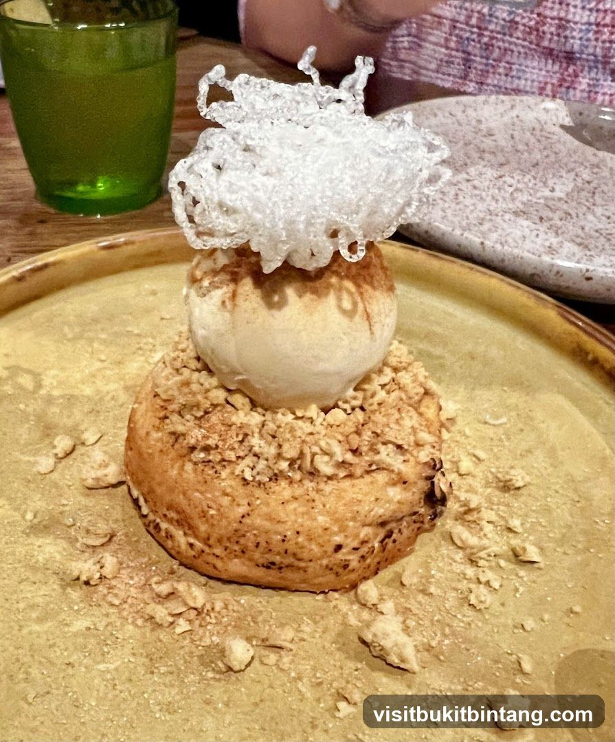 Dessert with Ice Cream and Crispy Topping