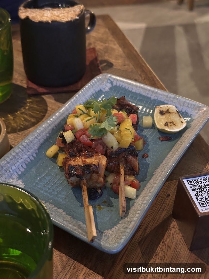 Skewers with Salsa and Drink
