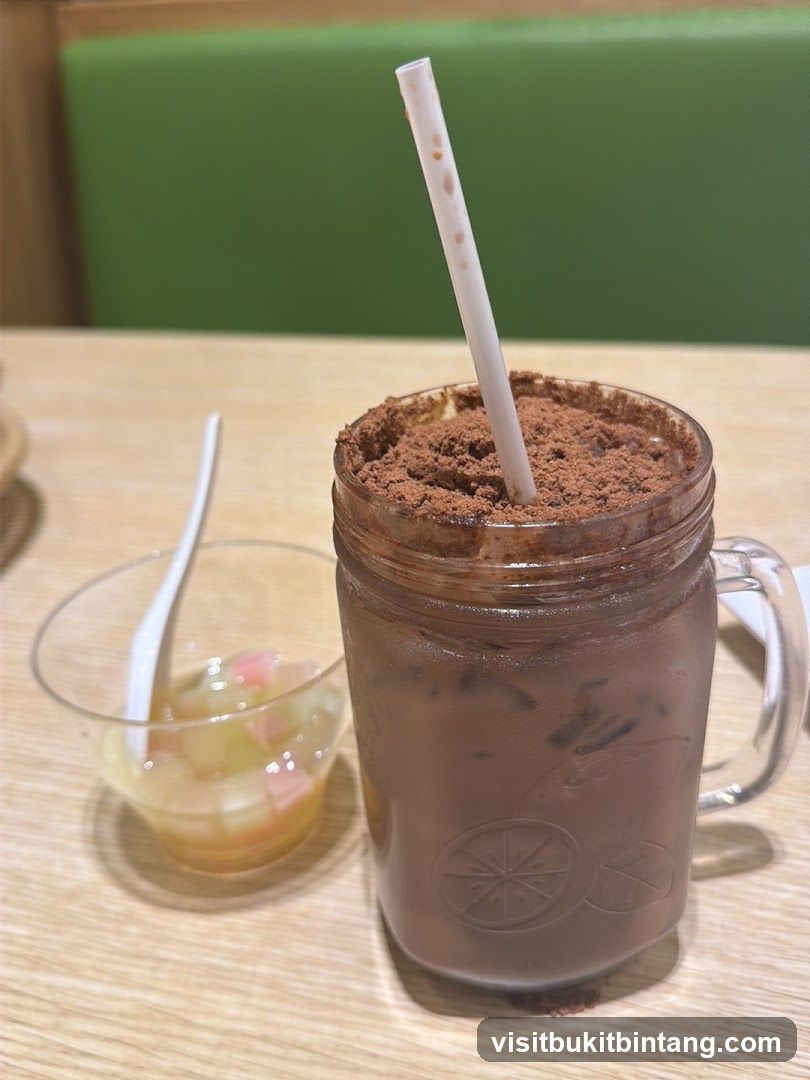 Chocolate Drink with Toppings and Side Dessert