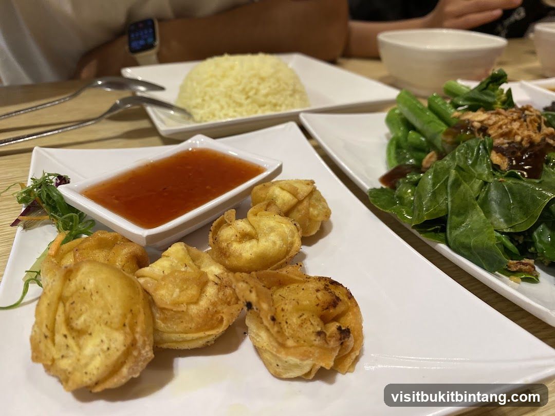 Fried Wontons and Stir-fried Greens