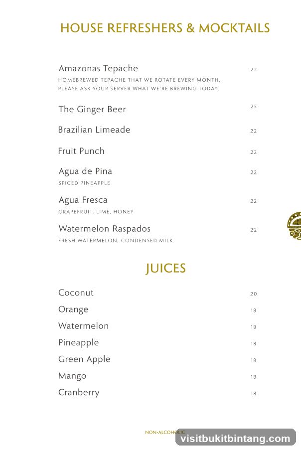HOUSE REFRESHERS & MOCKTAILS