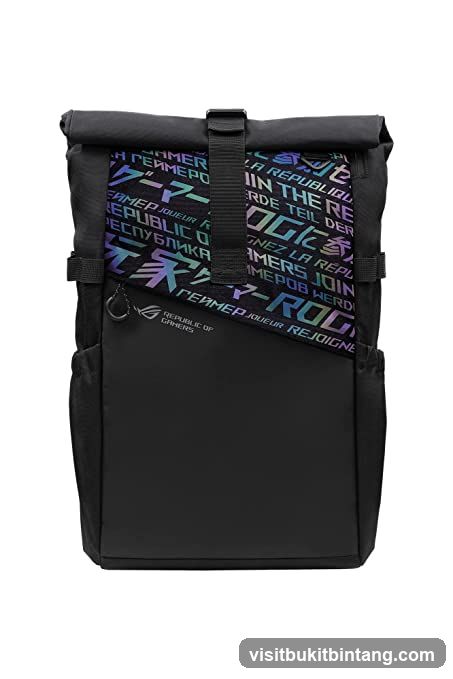 Black Backpack with Colorful Text