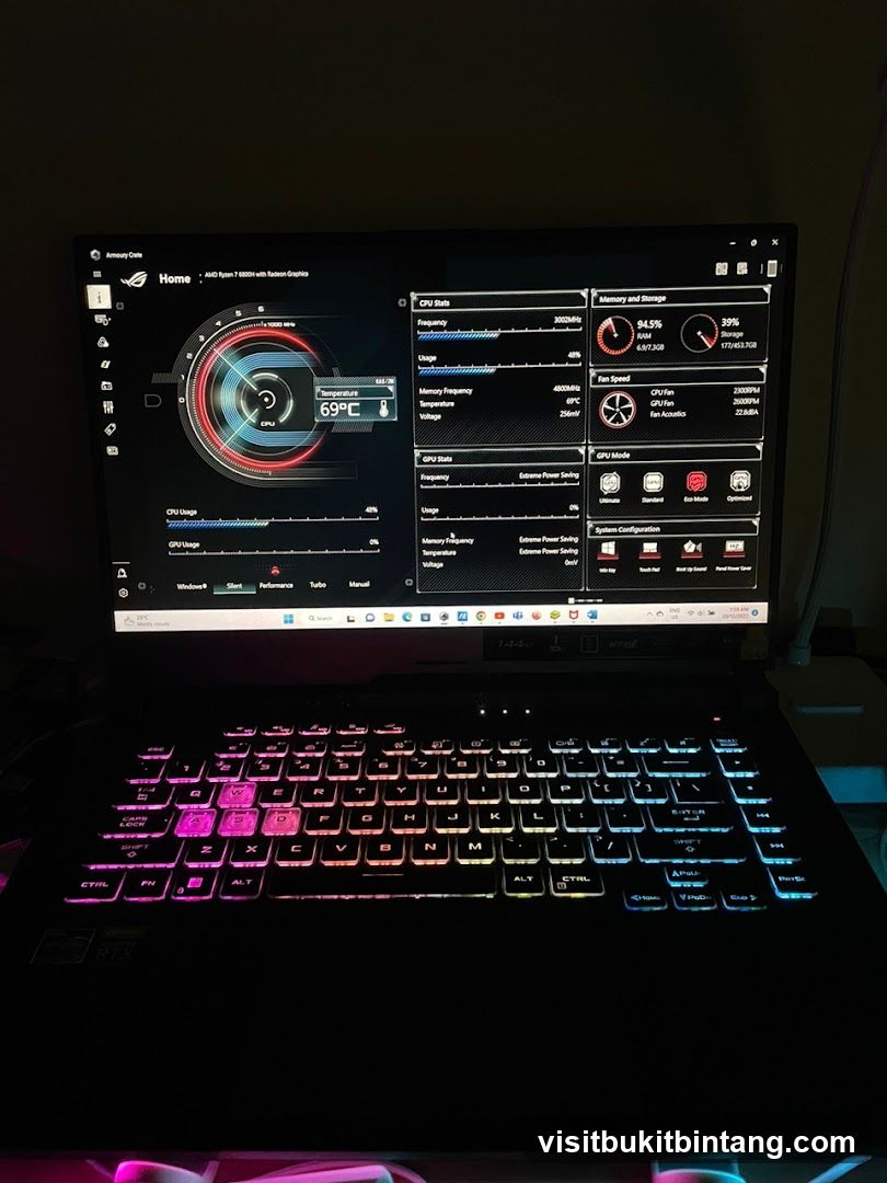 Laptop with Armoury Crate software