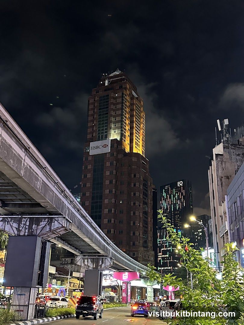 Cityscape at Night with Monorail