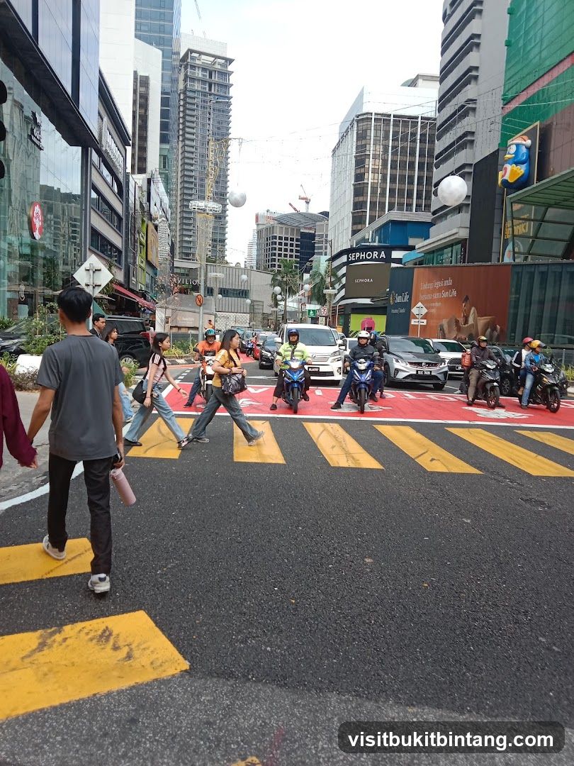Busy City Street with Pedestrians and Traffic